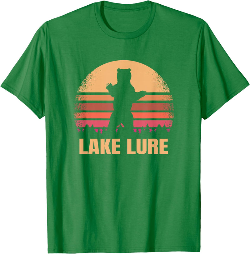 Lake Lure North Carolina Vintage NC Retro 80s Co. Lake Lure North Carolina Vintage Bear NC Distressed 80s T-Shirt - Kelly Green