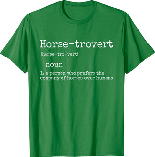 Horse By Design Tee Company Horse Gifts for Women Men Funny Equestrian Horse-trovert T-Shirt - Kelly Green