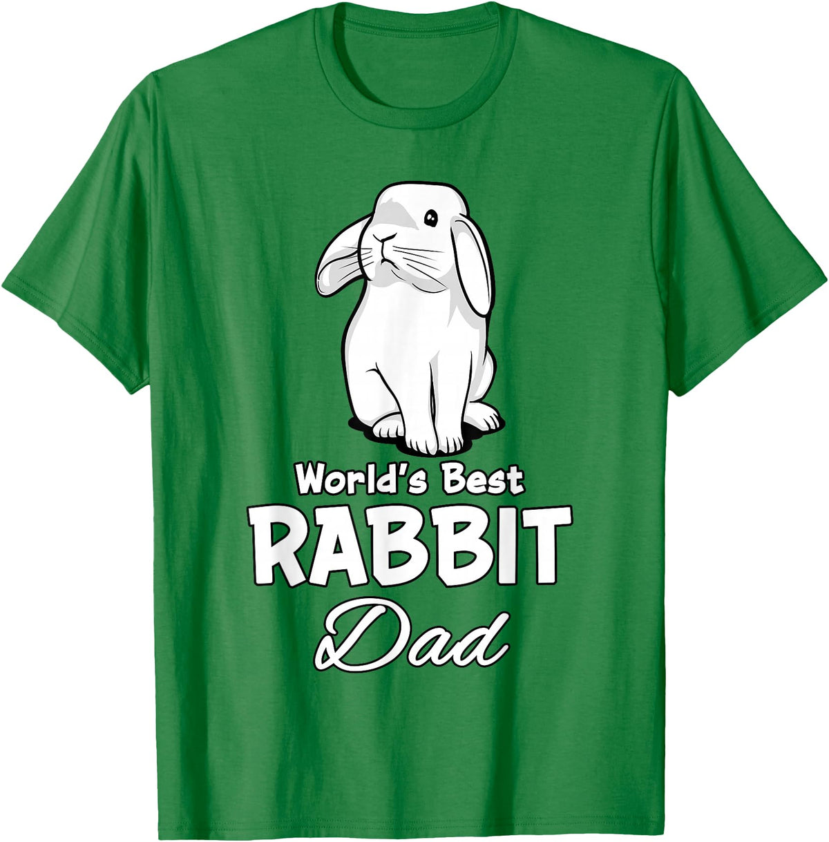 Rabbit Dad Father Rabbit Lover Cute Rabbit T-Shirt in Kelly Green