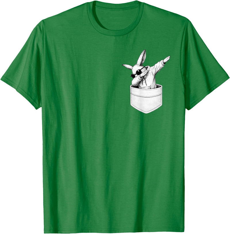Easter Day Bunny in Pocket Cool Rabbit Men Women Kids T-Shirt in Kelly Green