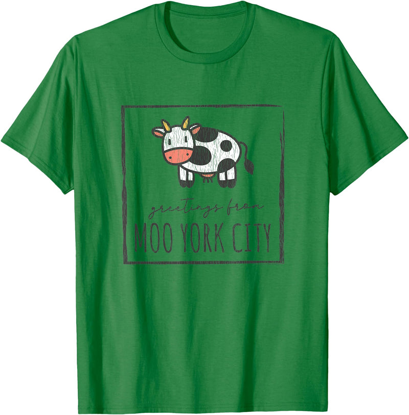 Grüße aus Moo York City - Lustiges Kuhmotiv Greetings from Moo York City - Funny Cow Motif with Saying T-Shirt - Kelly Green