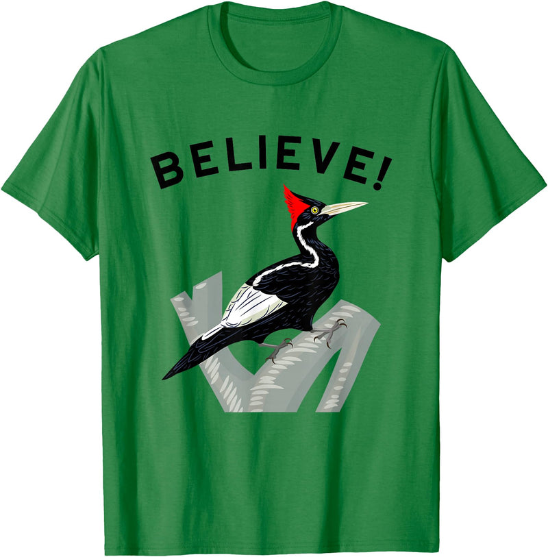 Birdwatching Gifts for Birders Endangered Ivory-Billed Woodpecker T-Shirt - Kelly Green