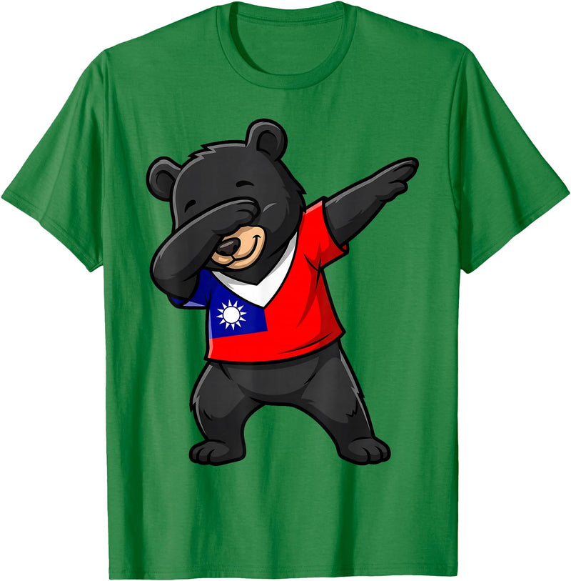 Taiwan Dabbing Bear Flag Tees Taiwan Formosan Bear Dab Pose T-Shirt - Kelly Green