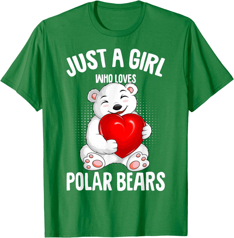 Funny Polar Bear Lover Apparel & Gift Ideas Polar Bear Just A Girl Who Loves Polar Bears Kids Girls T-Shirt - Kelly Green