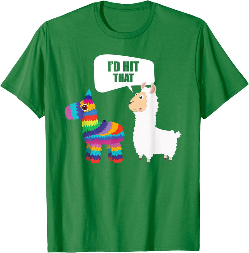 VepaDesigns Cinco De Mayo Shirt Mexican Gift Llama Id Hit That Pinata Mexican Funny Cinco de Mayo Gift T-Shirt - Kelly Green