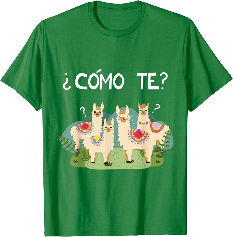 Spanish Shirt | Llama Tee | Funny Spanish Shirt Funny Spanish Tee, Como Te Llama, Llama Tshirt T-Shirt - Kelly Green