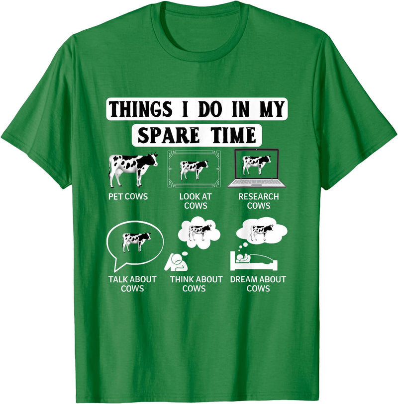 Cow Crop Farm Gift Field Tractor Farmer Ranch Things I do in my spare Time Cow Harvest Farming Barn Cattle T-Shirt - Kelly
