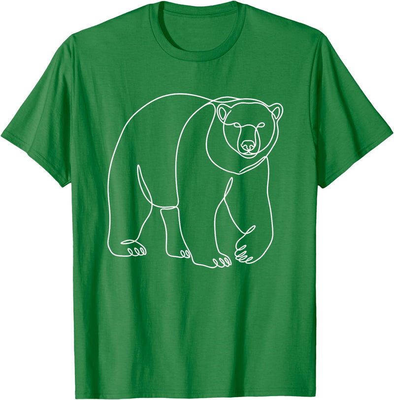 Modern Minimalist Wildlife Line Art Graphic Minimalist Polar Bear Single Line Art Drawing T-Shirt - Kelly Green