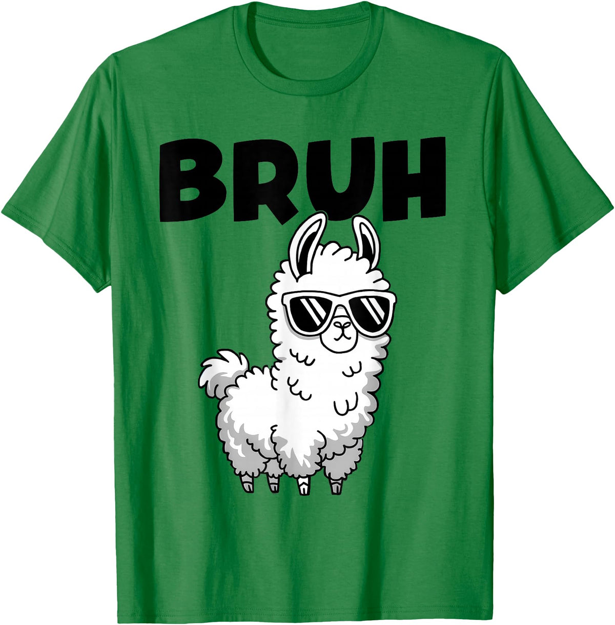 Bruh Llama Sunglasses by LazyPanda Bruh Llama Funny Alpaca Llama Boys Kids Girls Trendy Graphic T-Shirt - Kelly Green