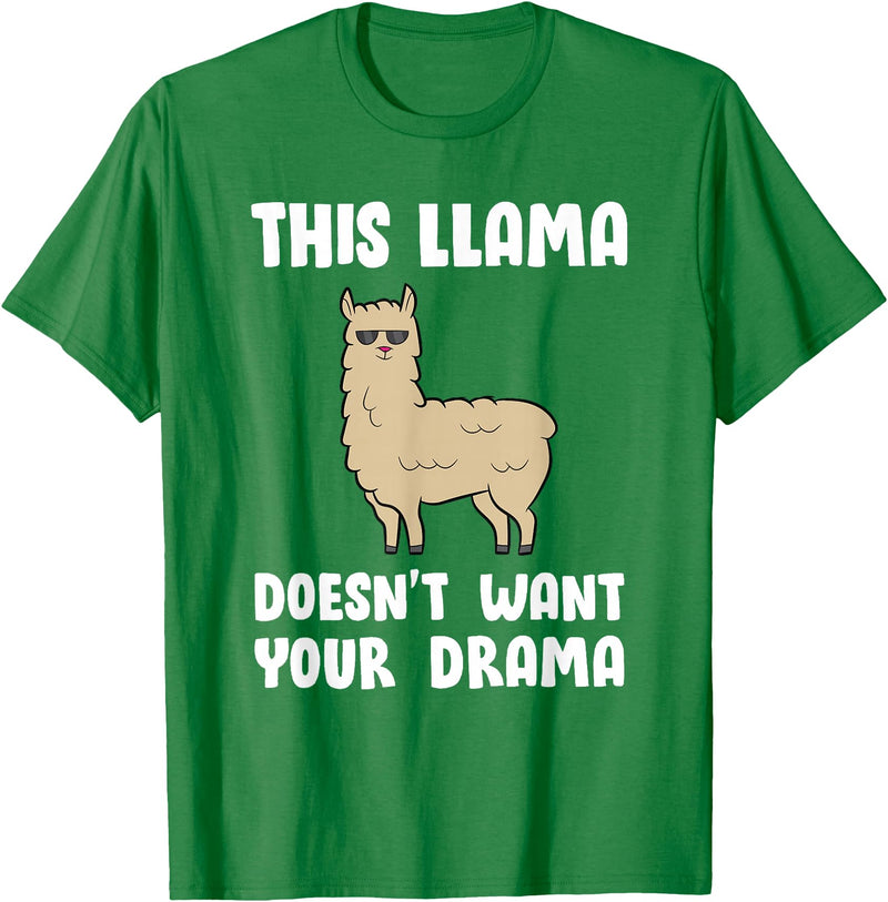 Funny Llama And Alpaca Gifts Funny Llama This Llama Mag No Drama Alpaca Llama T-Shirt - Kelly Green