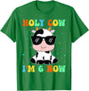 Holy Cow I'm Two 6 6th Birthday Boy Girl Kids Holy Cow I'm Two 6 Years Old 6th Birthday Boy Girl T-Shirt - Kelly Green