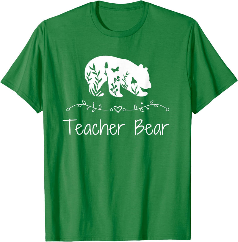 Teacher Bear Funny Teachers back to school Gifts Teacher Bear For Educators - Teacher Appreciation T-Shirt - Kelly Green