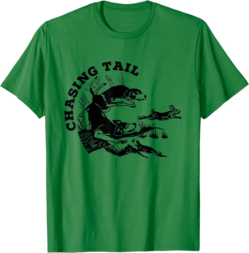 Rabbit Hunter - Beagles - Chasing Tail - Hunting Cottontail T-Shirt in Kelly Green