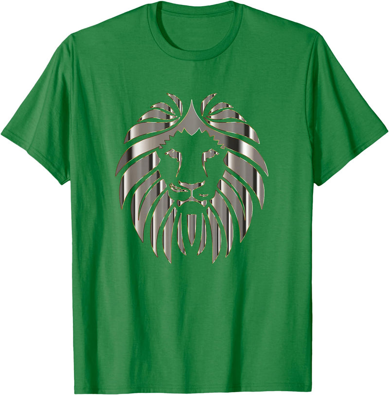 Teeshire Lion Head Tshirts Silver Lion Head Portrait Safari Animal Novelty Gift T-Shirt T-Shirt - Kelly Green