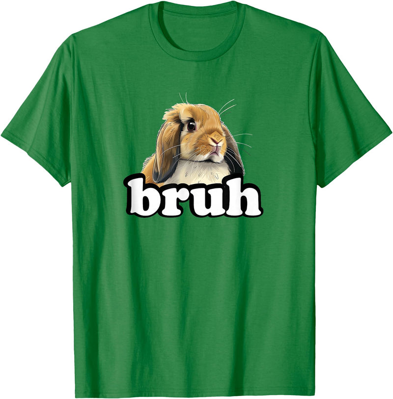 Kids Boys Girls Bruh Mini Holland Lop Bunny Rabbit Lover Hoodie in Kelly Green