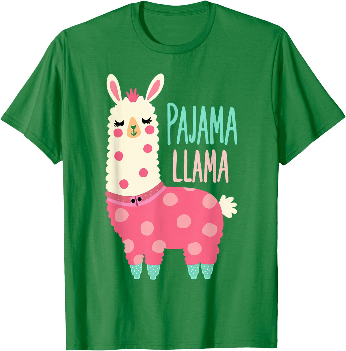 Two Suns Llama Design Lama Pajama T-Shirt - Kelly Green