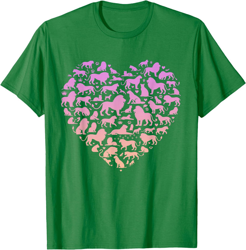 Girls Lion Design Silhouette Lions Design for Lion Lover | Girls Lion T-Shirt - Kelly Green