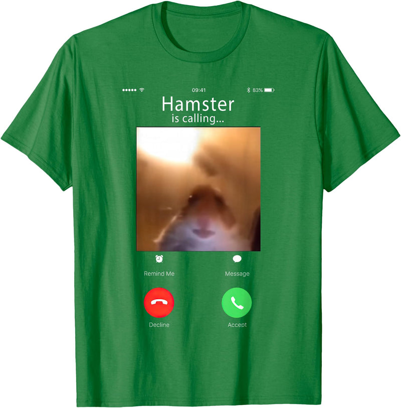 dank Meme Hamster Staring Front Camera Hamster Calling T-Shirt - Kelly Green