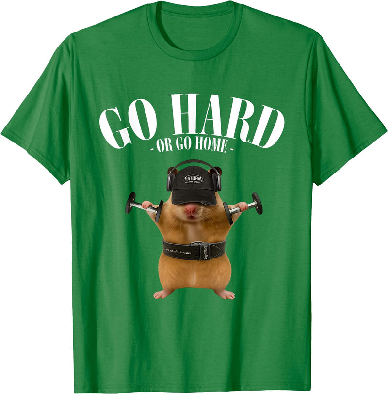 Hamster Deadlift Training Funny Cute Rat Weightlifting Meme T-Shirt - Kelly Green