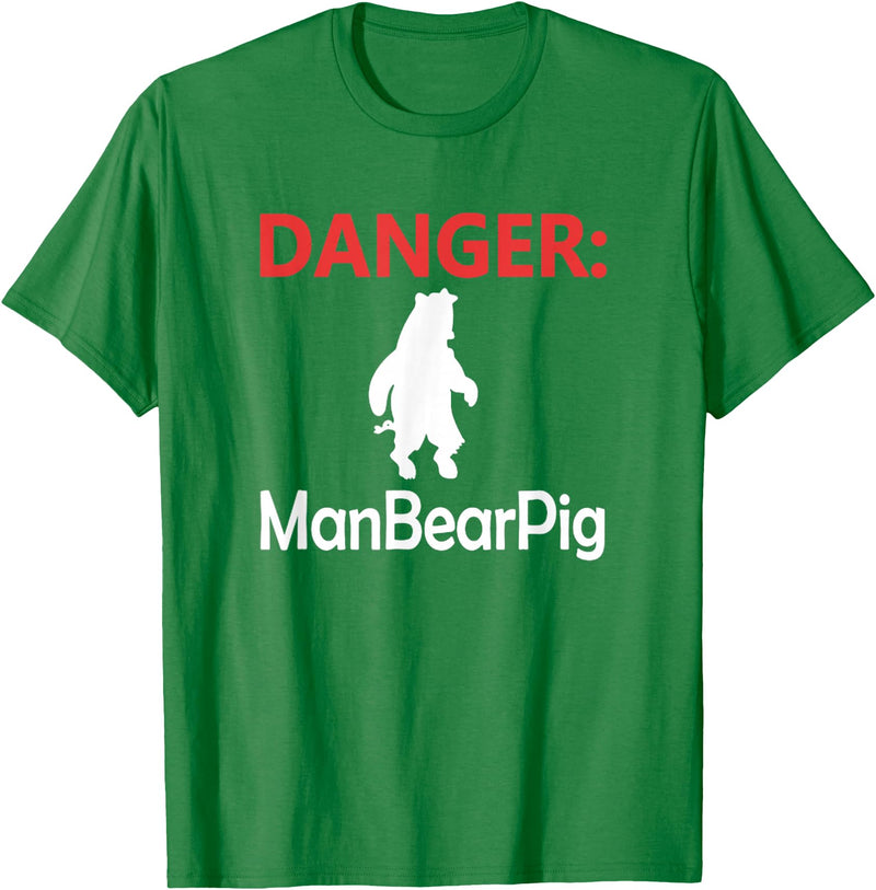 Funny Tees Danger Man Bear Pig T-Shirt - Kelly Green
