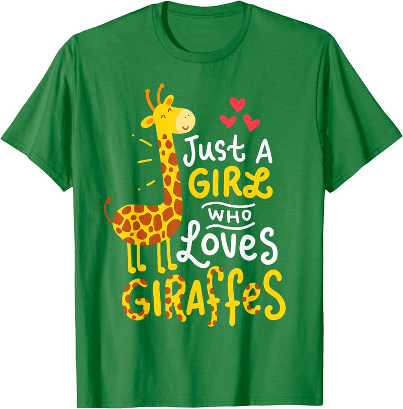Giraffes Giraffes Giraffes Giraffe Just A Girl Who Loves Giraffes Gift T-Shirt Small - Kelly Green