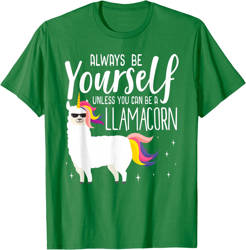 Llamacorn Clothing Always be a Llamacorn T Shirt | Fantasy Magic Llama Unicorn T-Shirt - Kelly Green