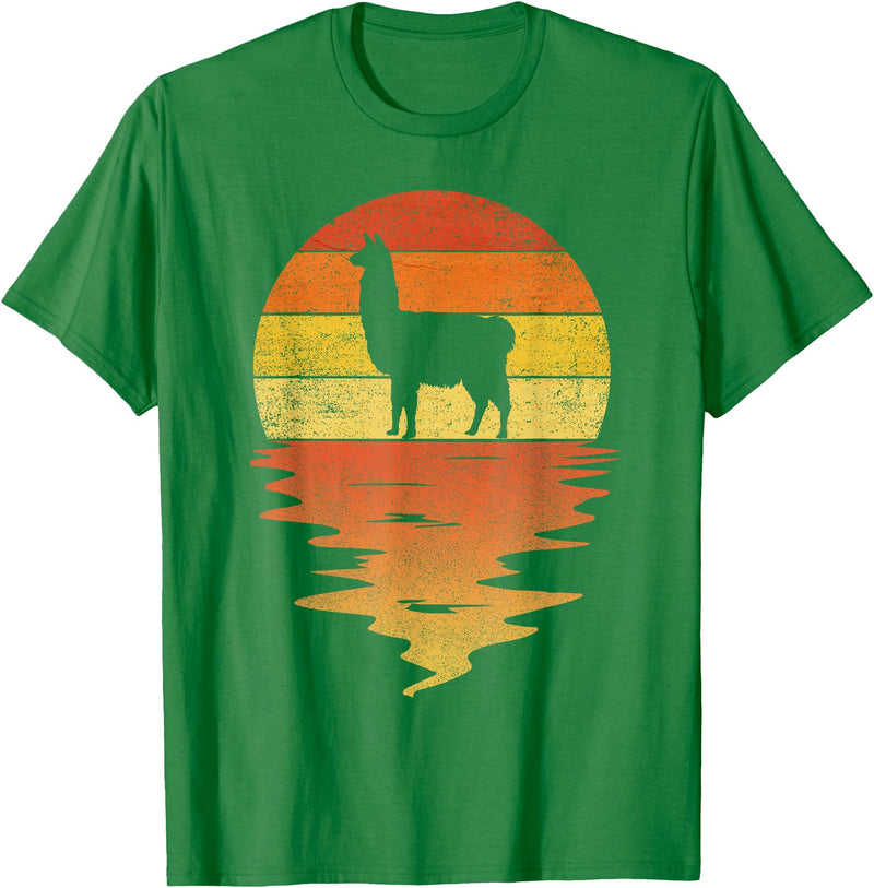 TrendyPull Silhouette Retro Vintage Style Gifts Llama shirt retro sunset 70s vintage Llama T-Shirt - Kelly Green