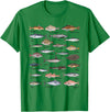 Botanical Chart Apparel Co. Vintage Fish Identification Chart Fishing T-Shirt - Kelly Green
