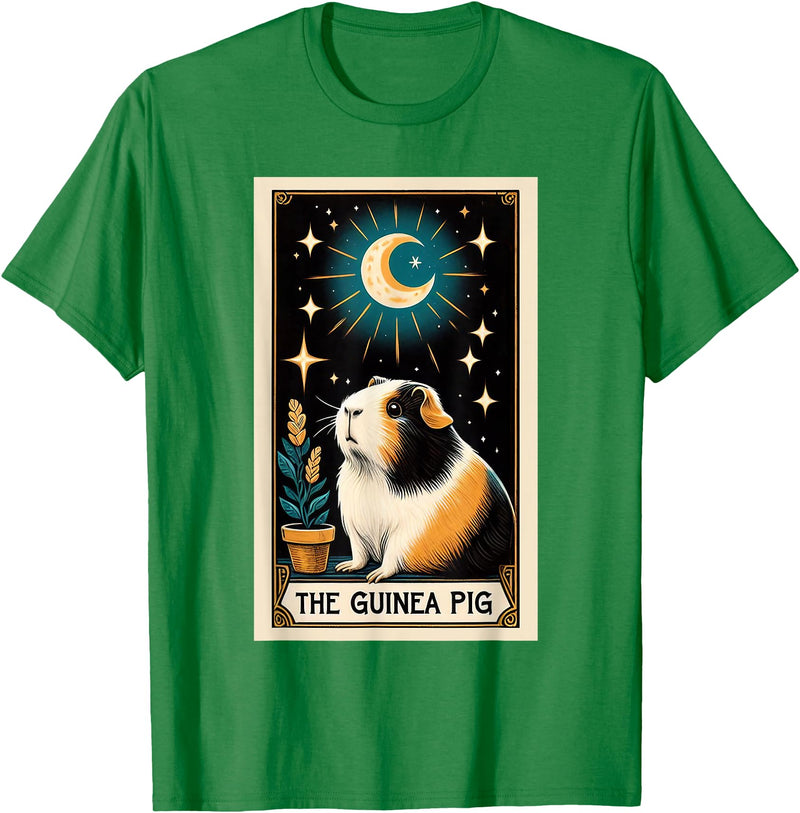 Cute Guinea Pig Tarot Card Star with the Moon Men Women Kids T-Shirt - Kelly Green