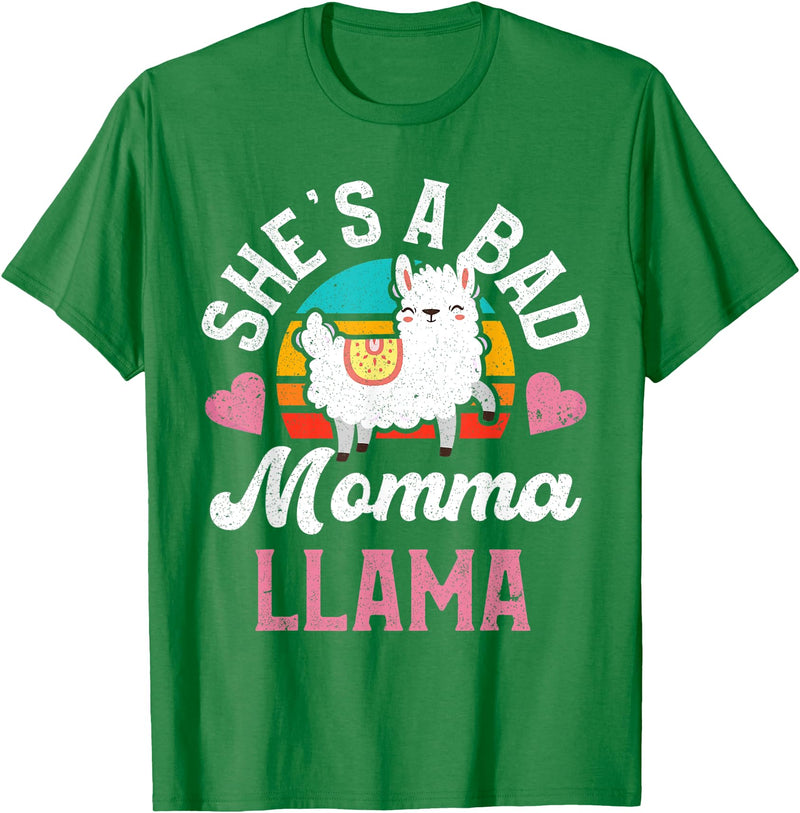 LLama Squad Shirts and Gifts Vintage Momma Llama Mom Farm Animal Llama Lover T-Shirt - Kelly Green