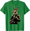 Cute Rabbit Bunny Playing Saxophone Rabbits Musician Music T-Shirt in Kelly Green