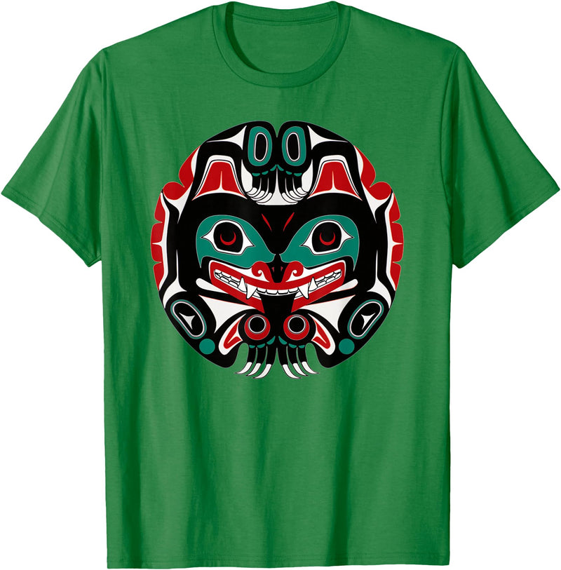 Tribal America Alaska Native American Art Tlingit Eagle Tribal Bear Clan T-Shirt - Kelly Green