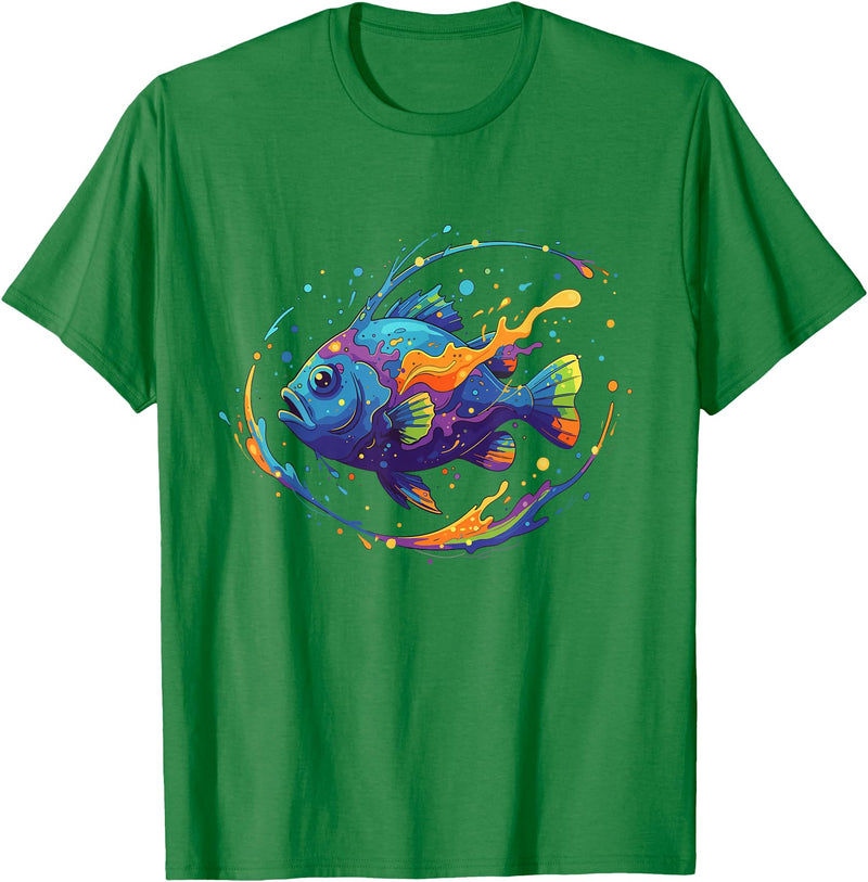 Colorful Tropical Fish Ocean Splash Rainbow Aquarium Fish Ocean Vibes T-Shirt - Kelly Green