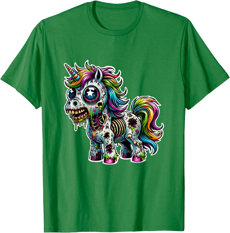 Cool Zombie Horror and Halloween Designs Scary Zombie Unicorn Scary Halloween Horror Monster Design T-Shirt - Kelly Green