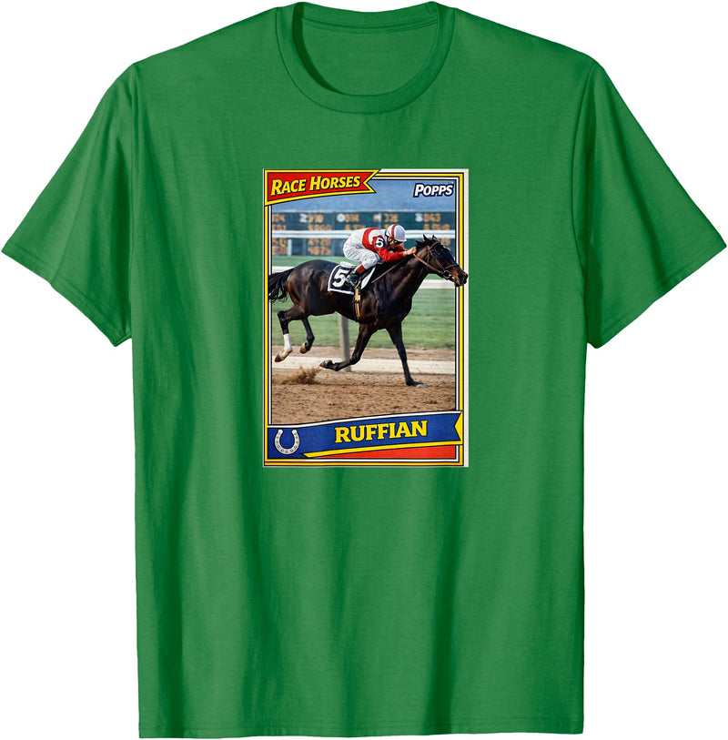 Handicapping Horse Gear Ruffian Horse, Horse Racing, Santa Anita Del Mar Race Horses T-Shirt - Kelly Green