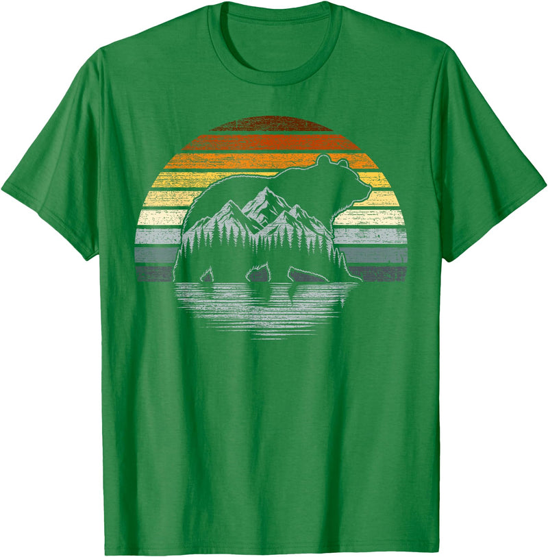 Bear Community Bear Brotherhood Gay Men Gifts Bear Pride Retro Mountain Nature Gay Bear Flag T-Shirt - Kelly Green