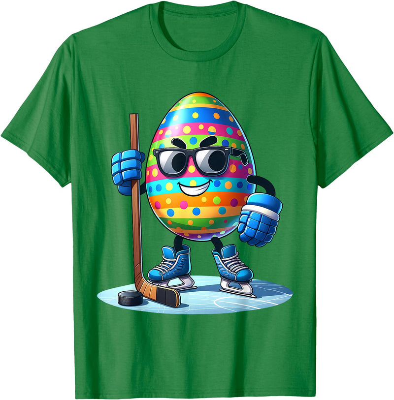 Easter Hockey Lovers Eggs Egg Bunny Rabbits Men Women Boys T-Shirt in Kelly Green