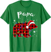Red Plaid Papa Bear Buffalo Matching Family Pajama Christmas T-Shirt - Kelly Green
