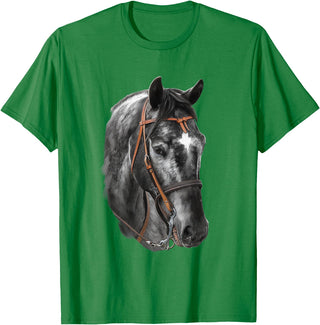 Horse Craze Tees Happy Vibes Black Horse Side View T-Shirt - Kelly Green