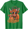 Scottish Farm Matching Mom Daughter Highland Cow Highland Cow Mama Mom Baby Calf Daughter Floral Mothers Day T-Shirt - Kelly