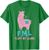BlueTonic Animals FML Fluff My Llama Cute Animal T-Shirt - Kelly Green