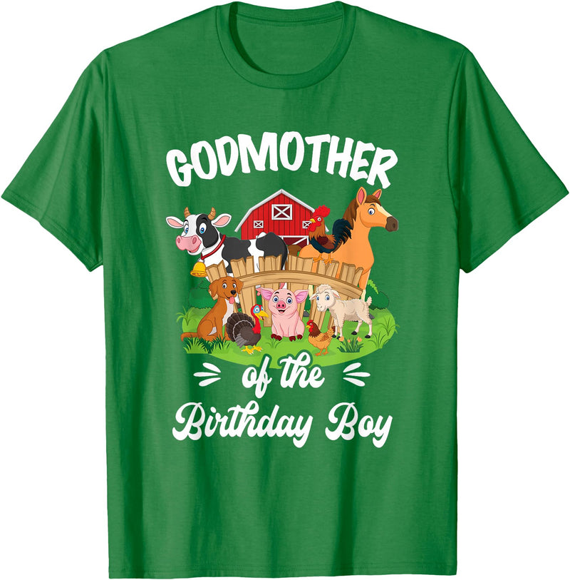 Vintage Retro Birthday Godmother Of The Birthday Boy Party Cow Farm 1St Birthday T-Shirt - Kelly Green