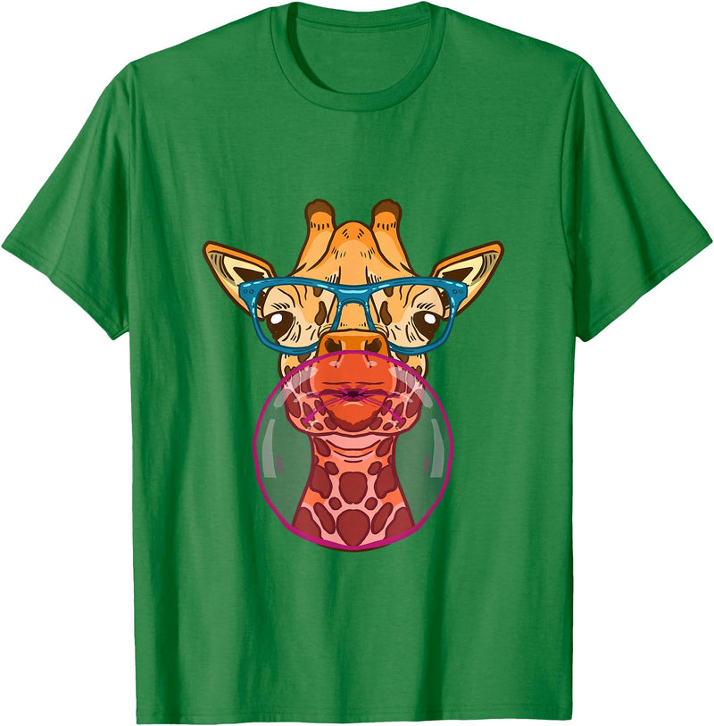 BoredKoalas Giraffe Giraffe Glases Bubblegum Funny Animal Chewing Gum Girls T-Shirt - Kelly Green