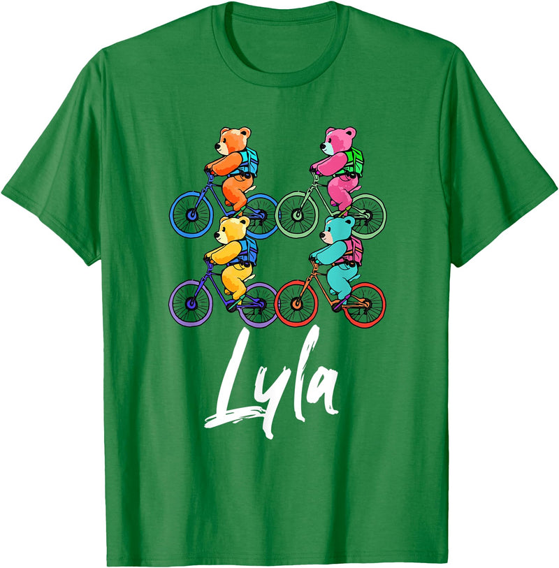 Teddy Bears Cuteness Gear Lyla Cute Teddy Bears And Bikes Bicycle Design T-Shirt - Kelly Green
