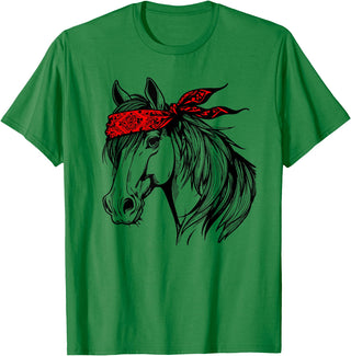 Horse Bandana Designs for Horse Lovers Horse Bandana for Horseback Riding Horse Lover Mother's Day T-Shirt - Kelly Green