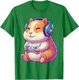 Funny Cute Hamster Gamer Adorable Video Game Animal Design T-Shirt - Kelly Green