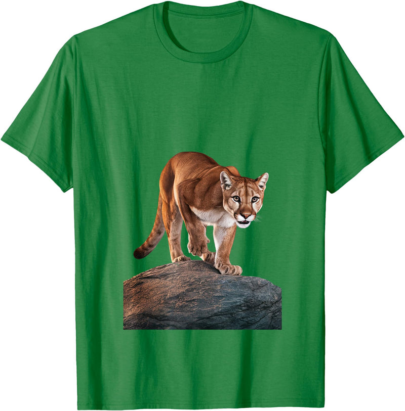 Mountain Lion Prowling and almost about to attack Mountain Lion on The Hunt and About to Pounce T-Shirt - Kelly Green
