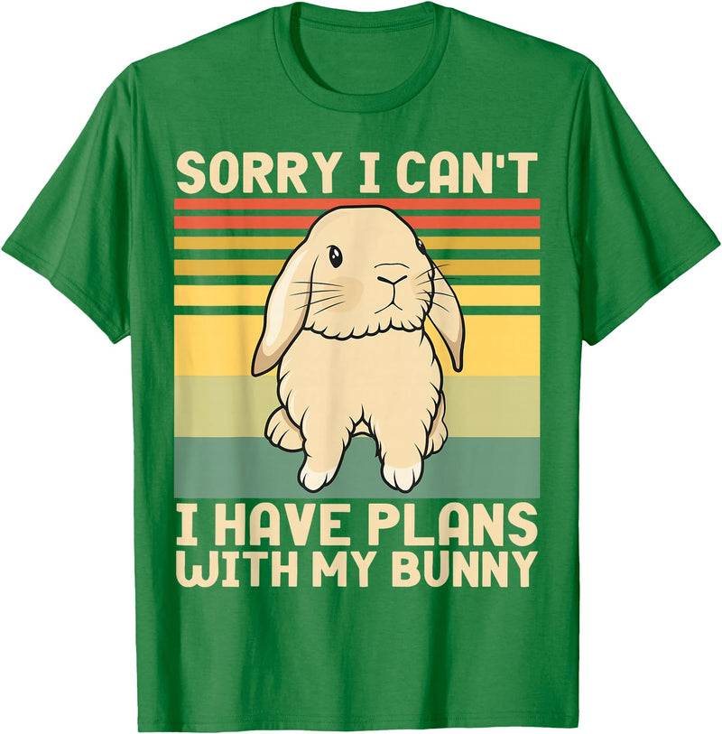 Funny Easter Rabbit Sorry I Can't I Have Plans with My Bunny T-Shirt in Kelly Green