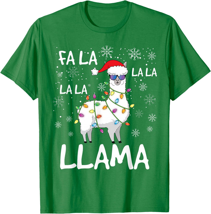 Funny Christmas Llama Shirts FA La La Llama Shirt Women Men Kids Funny Llama Christmas T-Shirt - Kelly Green