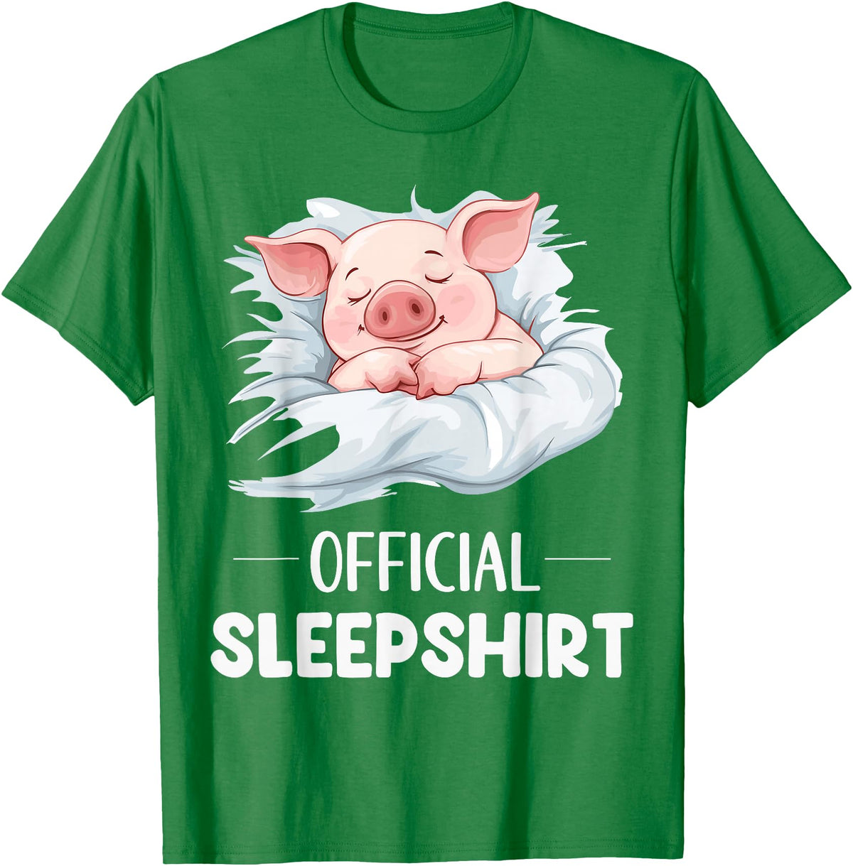 Cute Sleeping Pig Nightgown Sleepwear Pajama Official Sleepshirt Cute Sleeping Pig Animal Lovers Pajama T-Shirt - Kelly Green